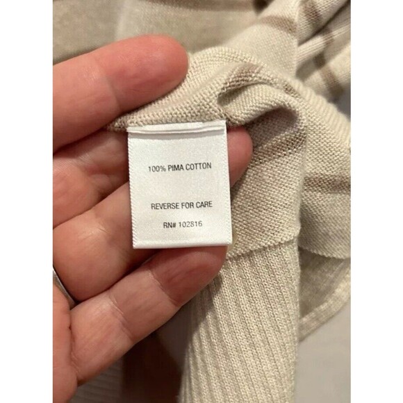 Garnet Hill 100% Pima Cotton Boxy Striped Sweater Lightweight Oversized Large - Picture 7 of 8